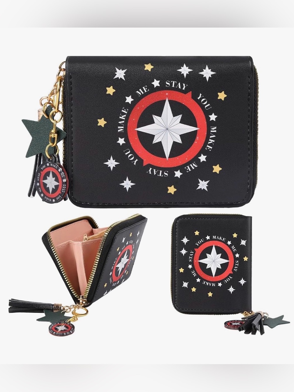 K-pop Stray kids Black Star Compass Zip Wallet